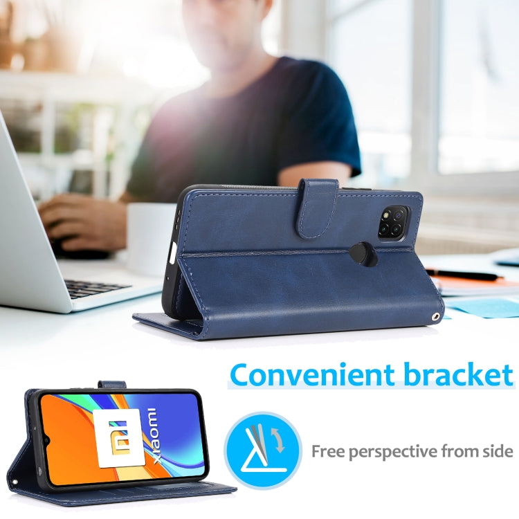 For Xiaomi Redmi 9C Calf Texture 2 in 1 Detachable Magnetic Back Cover Horizontal Flip Leather Case with Holder & Card Slots & Wallet & Photo Frame