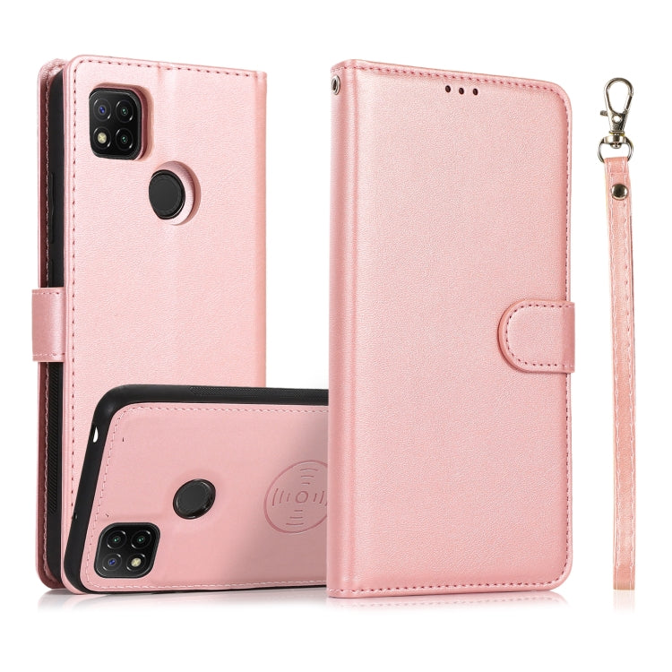 For Xiaomi Redmi 9C Calf Texture 2 in 1 Detachable Magnetic Back Cover Horizontal Flip Leather Case with Holder & Card Slots & Wallet & Photo Frame