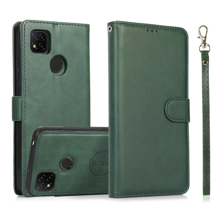 For Xiaomi Redmi 9C Calf Texture 2 in 1 Detachable Magnetic Back Cover Horizontal Flip Leather Case with Holder & Card Slots & Wallet & Photo Frame