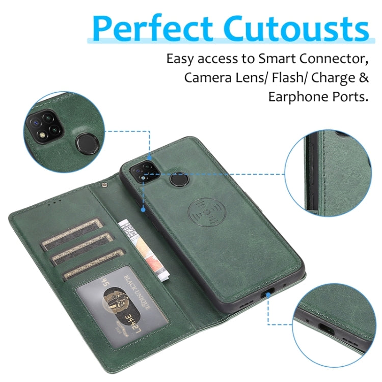 For Xiaomi Redmi 9C Calf Texture 2 in 1 Detachable Magnetic Back Cover Horizontal Flip Leather Case with Holder & Card Slots & Wallet & Photo Frame