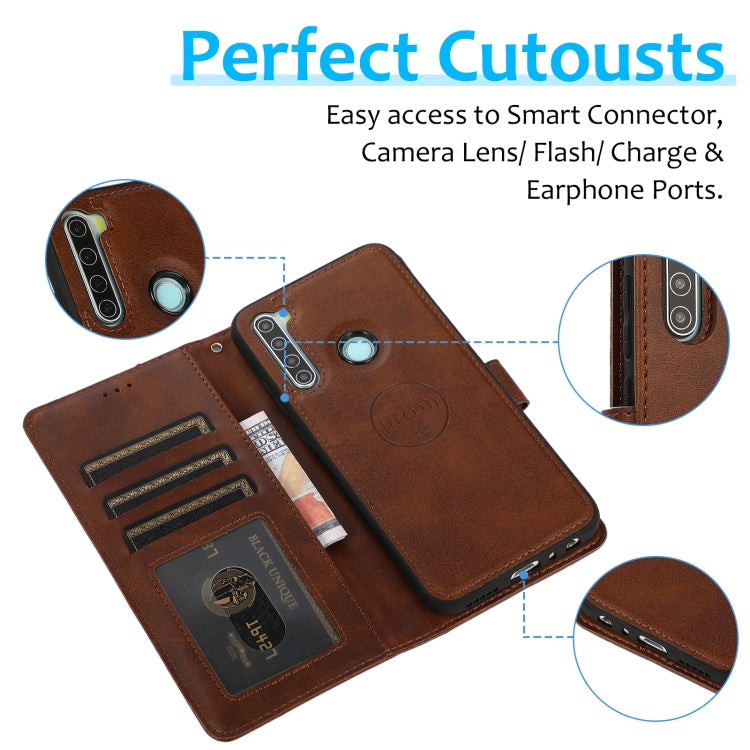 For Xiaomi Redmi Note 8 Calf Texture 2 in 1 Detachable Magnetic Back Cover Horizontal Flip Leather Case with Holder & Card Slots & Wallet & Photo Frame