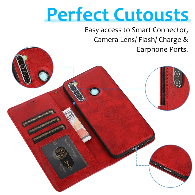 For Xiaomi Redmi Note 8 Calf Texture 2 in 1 Detachable Magnetic Back Cover Horizontal Flip Leather Case with Holder & Card Slots & Wallet & Photo Frame