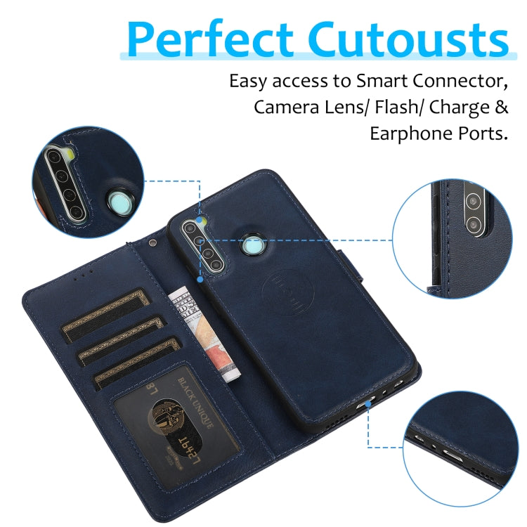 For Xiaomi Redmi Note 8 Calf Texture 2 in 1 Detachable Magnetic Back Cover Horizontal Flip Leather Case with Holder & Card Slots & Wallet & Photo Frame