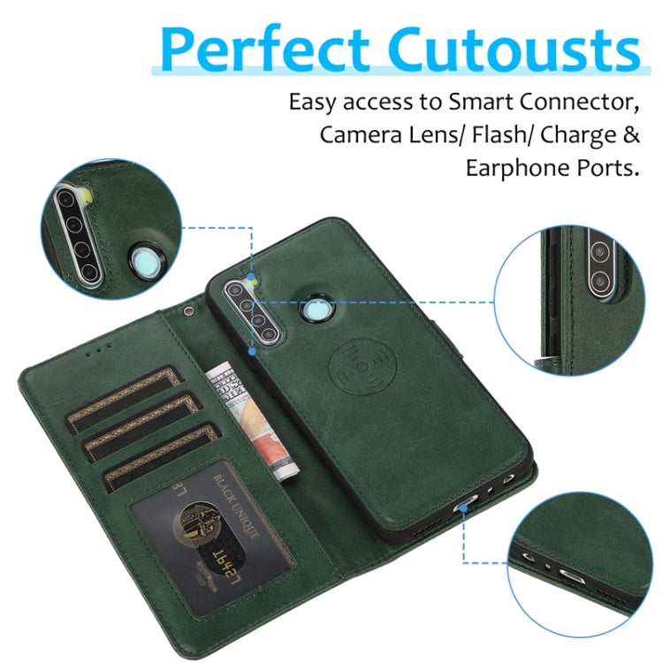 For Xiaomi Redmi Note 8 Calf Texture 2 in 1 Detachable Magnetic Back Cover Horizontal Flip Leather Case with Holder & Card Slots & Wallet & Photo Frame
