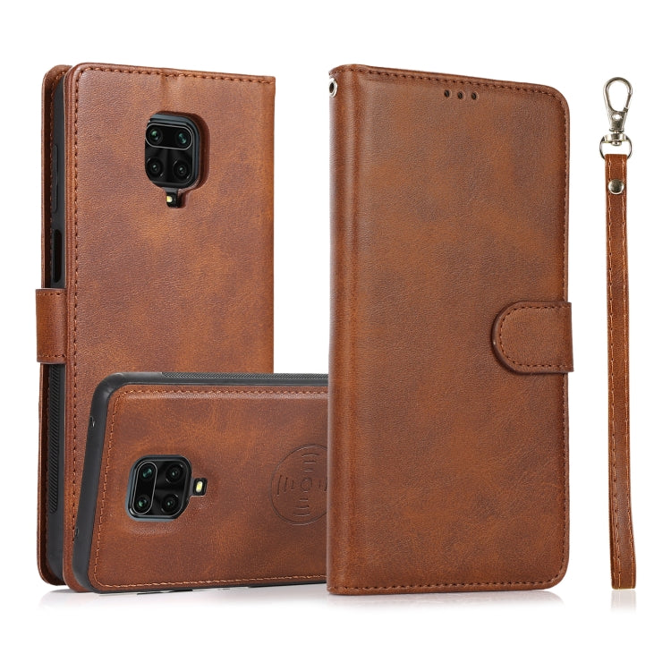 For Xiaomi Redmi Note 9s Calf Texture 2 in 1 Detachable Magnetic Back Cover Horizontal Flip Leather Case with Holder & Card Slots & Wallet & Photo Frame