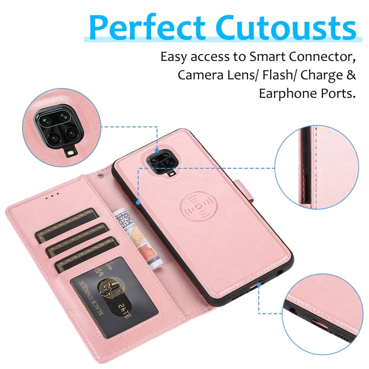 For Xiaomi Redmi Note 9s Calf Texture 2 in 1 Detachable Magnetic Back Cover Horizontal Flip Leather Case with Holder & Card Slots & Wallet & Photo Frame