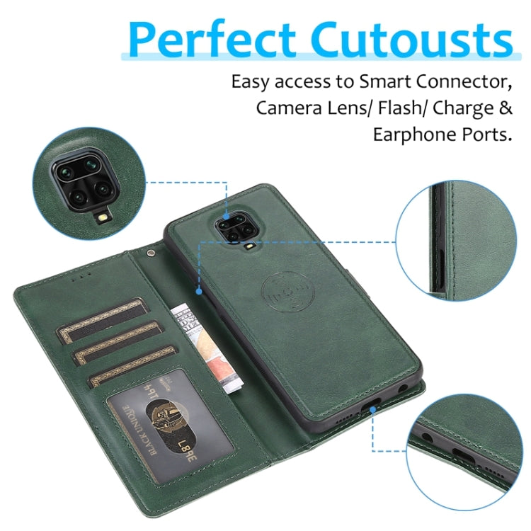 For Xiaomi Redmi Note 9s Calf Texture 2 in 1 Detachable Magnetic Back Cover Horizontal Flip Leather Case with Holder & Card Slots & Wallet & Photo Frame