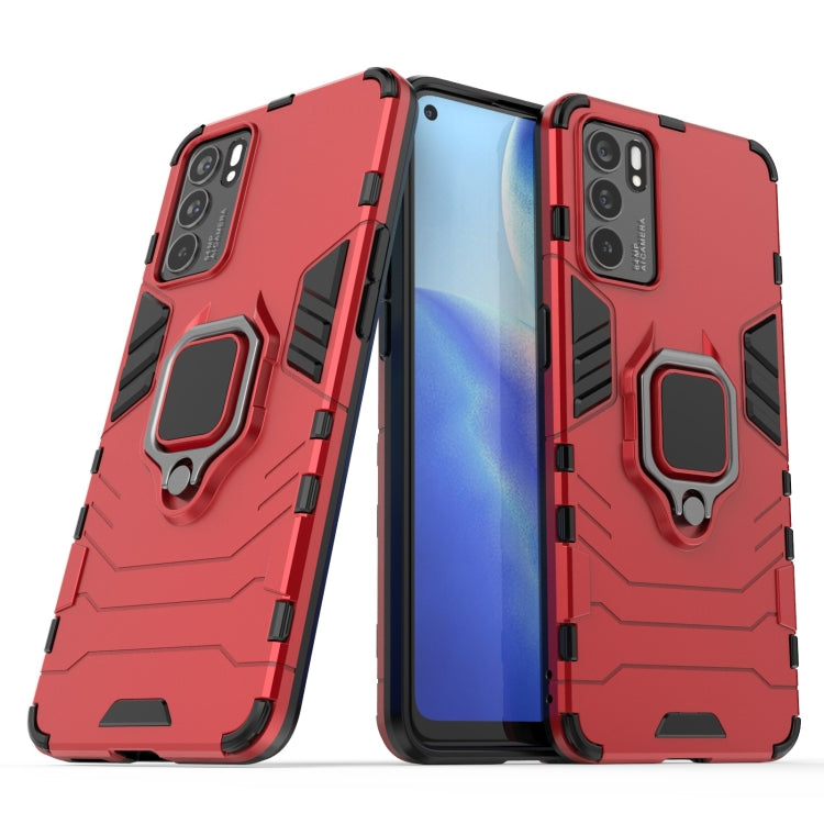 For OPPO Reno6 5G Shockproof PC + TPU Protective Case with Magnetic Ring Holder