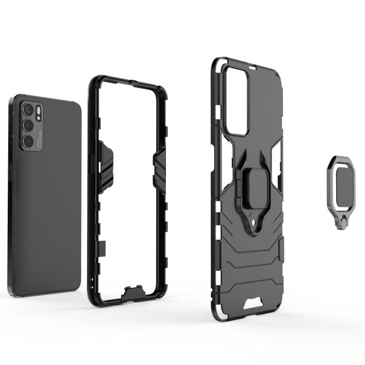 For OPPO Reno6 5G Shockproof PC + TPU Protective Case with Magnetic Ring Holder