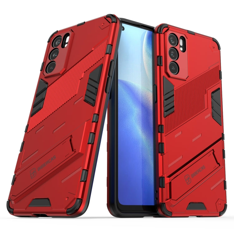 For OPPO Reno6 5G Punk Armor 2 in 1 PC + TPU Shockproof Case with Invisible Holder