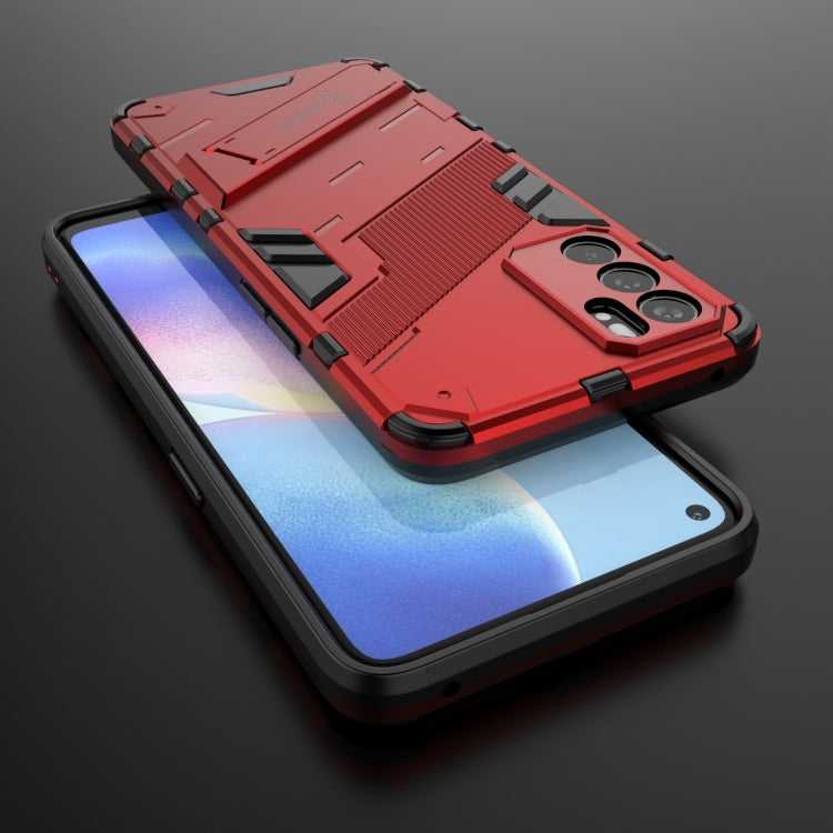 For OPPO Reno6 5G Punk Armor 2 in 1 PC + TPU Shockproof Case with Invisible Holder