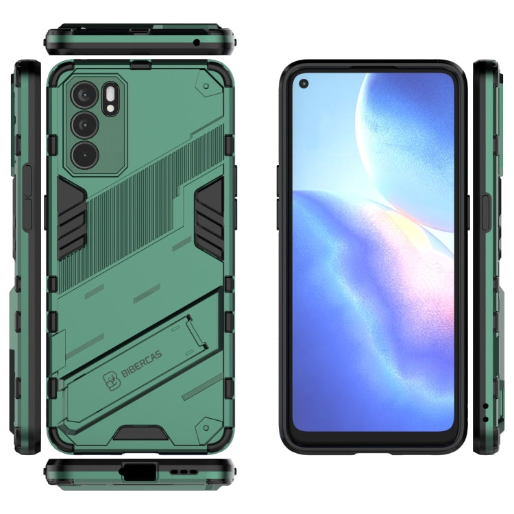 For OPPO Reno6 5G Punk Armor 2 in 1 PC + TPU Shockproof Case with Invisible Holder