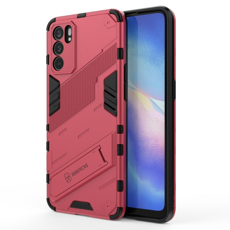 For OPPO Reno6 5G Punk Armor 2 in 1 PC + TPU Shockproof Case with Invisible Holder