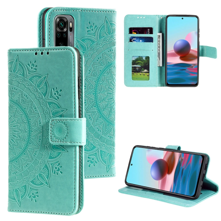 For Xiaomi Redmi Note 10 4G Totem Flower Embossed Horizontal Flip TPU + PU Leather Case with Holder & Card Slots & Wallet