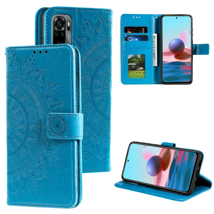 For Xiaomi Redmi Note 10 4G Totem Flower Embossed Horizontal Flip TPU + PU Leather Case with Holder & Card Slots & Wallet