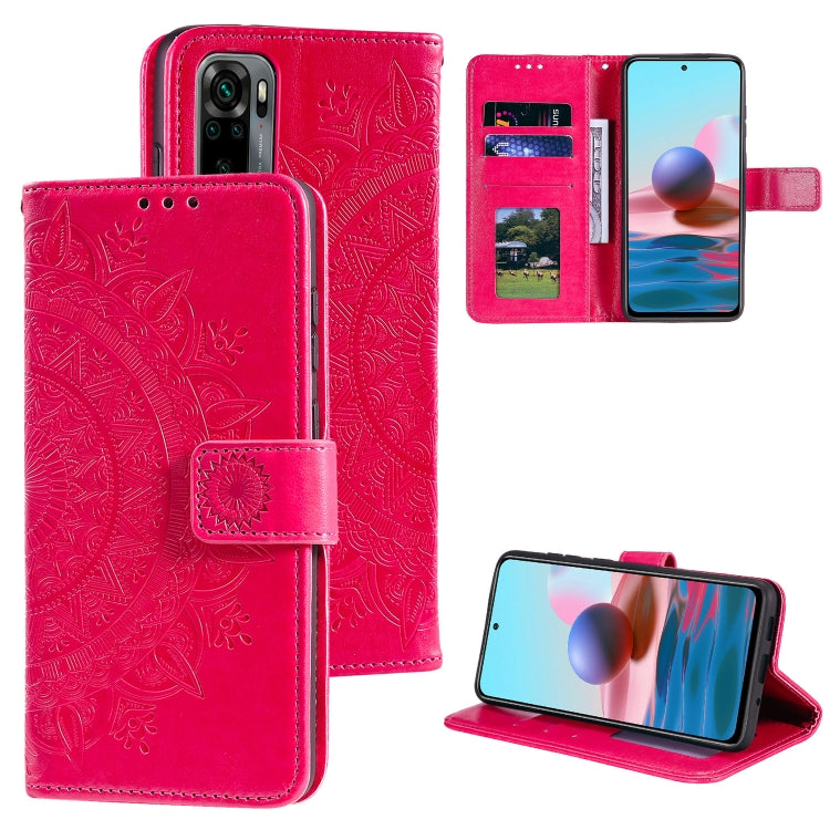 For Xiaomi Redmi Note 10 4G Totem Flower Embossed Horizontal Flip TPU + PU Leather Case with Holder & Card Slots & Wallet