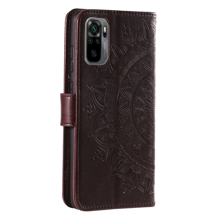For Xiaomi Redmi Note 10 4G Totem Flower Embossed Horizontal Flip TPU + PU Leather Case with Holder & Card Slots & Wallet