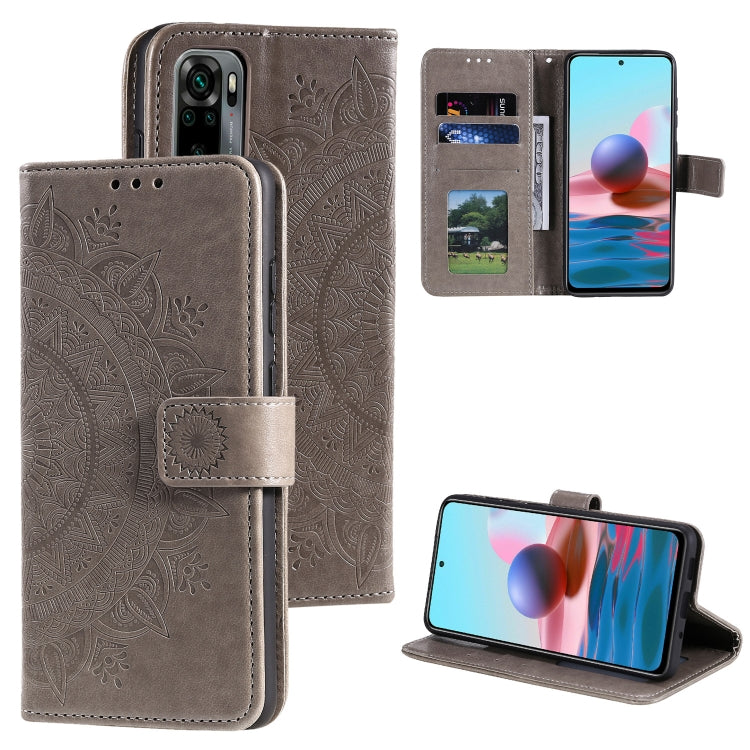 For Xiaomi Redmi Note 10 4G Totem Flower Embossed Horizontal Flip TPU + PU Leather Case with Holder & Card Slots & Wallet