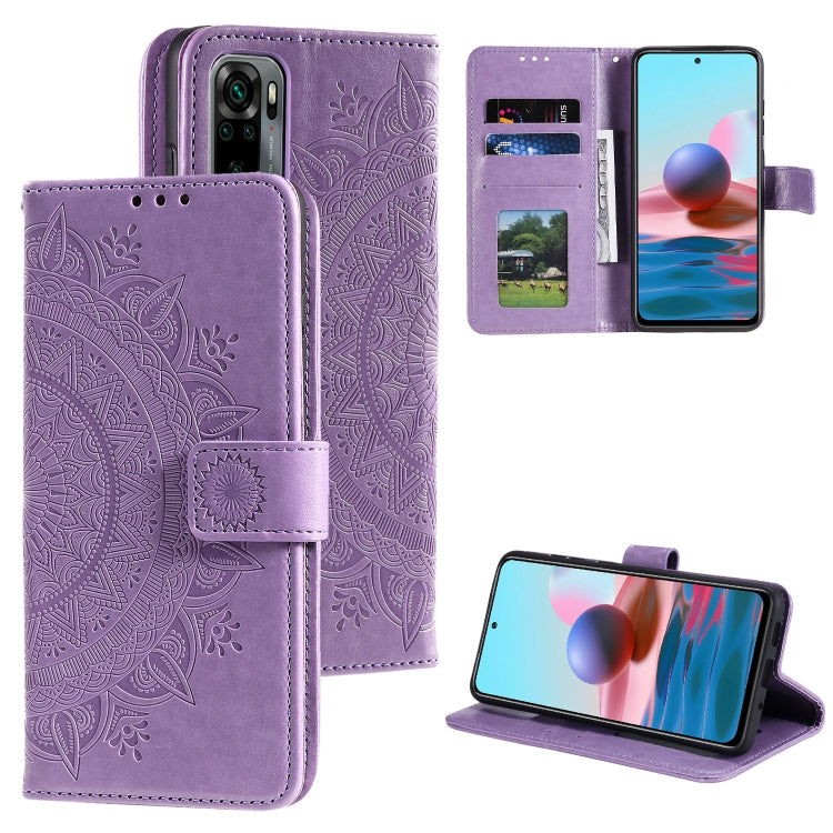 For Xiaomi Redmi Note 10 4G Totem Flower Embossed Horizontal Flip TPU + PU Leather Case with Holder & Card Slots & Wallet
