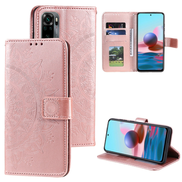 For Xiaomi Redmi Note 10 4G Totem Flower Embossed Horizontal Flip TPU + PU Leather Case with Holder & Card Slots & Wallet