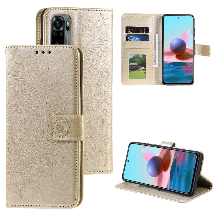 For Xiaomi Redmi Note 10 4G Totem Flower Embossed Horizontal Flip TPU + PU Leather Case with Holder & Card Slots & Wallet