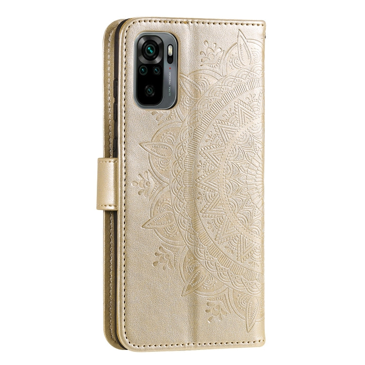 For Xiaomi Redmi Note 10 4G Totem Flower Embossed Horizontal Flip TPU + PU Leather Case with Holder & Card Slots & Wallet