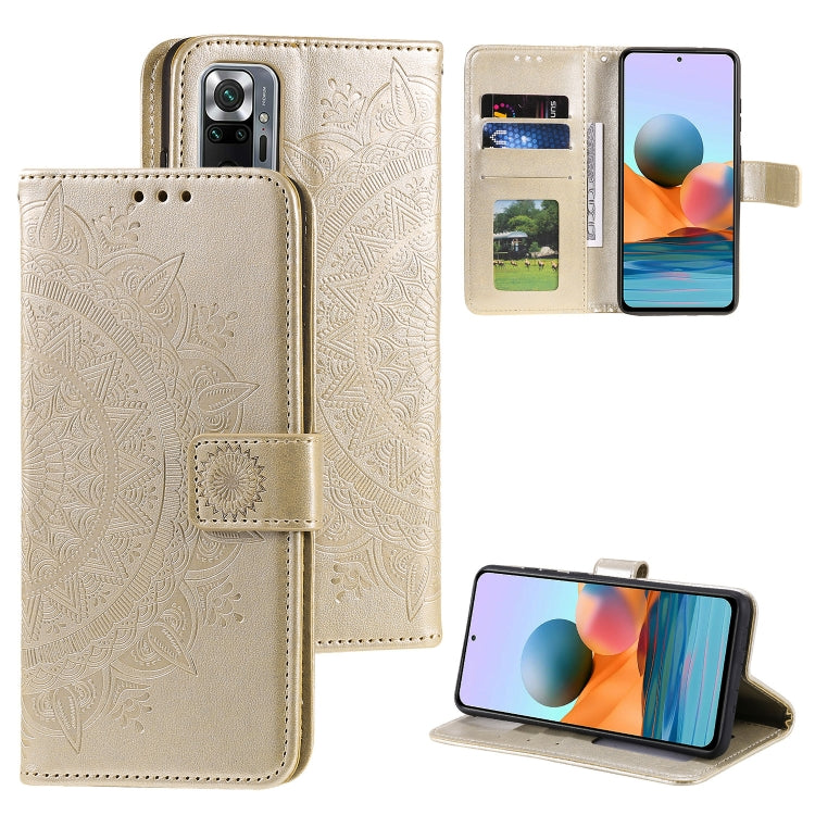 For Xiaomi Redmi Note 10 Pro Max Totem Flower Embossed Horizontal Flip TPU + PU Leather Case with Holder & Card Slots & Wallet