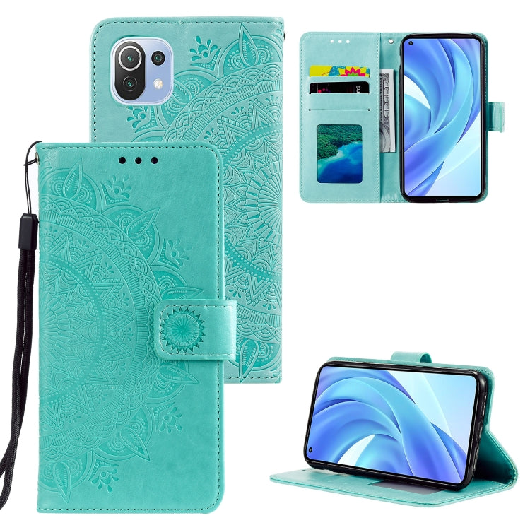 For Xiaomi Mi 11 Lite Totem Flower Embossed Horizontal Flip TPU + PU Leather Case with Holder & Card Slots & Wallet