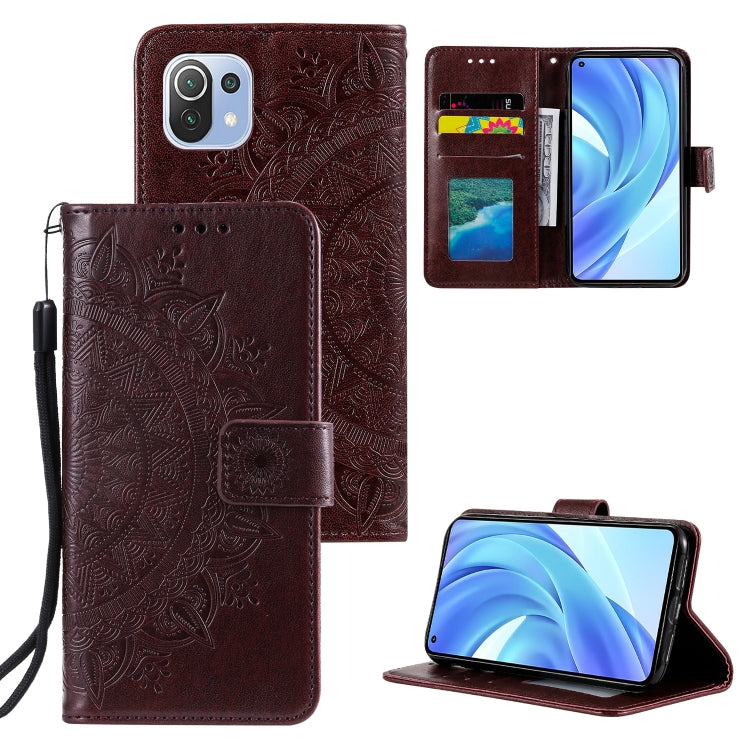 For Xiaomi Mi 11 Lite Totem Flower Embossed Horizontal Flip TPU + PU Leather Case with Holder & Card Slots & Wallet