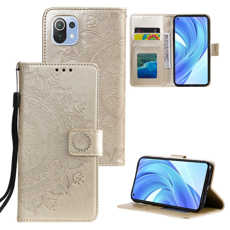 For Xiaomi Mi 11 Lite Totem Flower Embossed Horizontal Flip TPU + PU Leather Case with Holder & Card Slots & Wallet