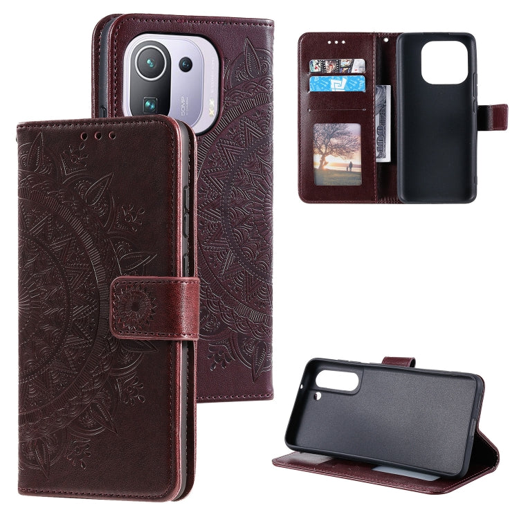 For Xiaomi Mi 11 Pro Totem Flower Embossed Horizontal Flip TPU + PU Leather Case with Holder & Card Slots & Wallet