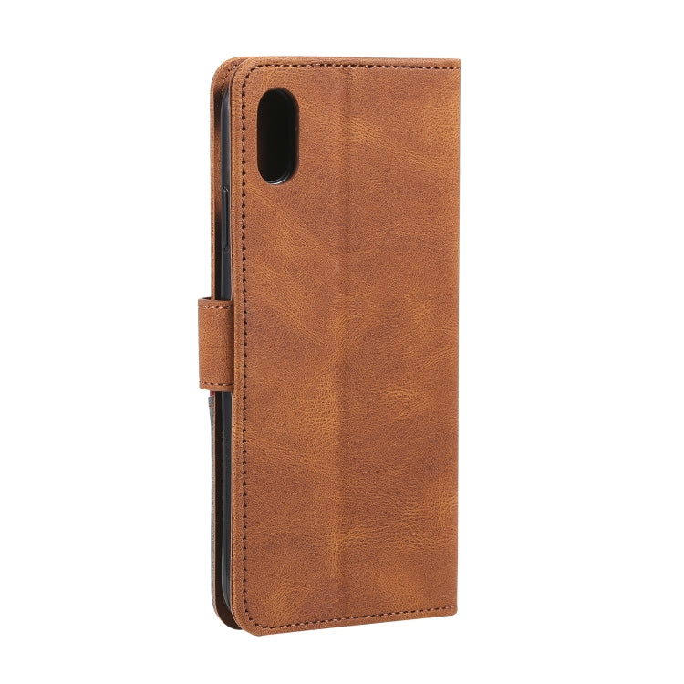For Xiaomi Redmi 9A Three-color Stitching Calf Texture Horizontal Flip Leather Case with Holder & Card Slots & Wallet