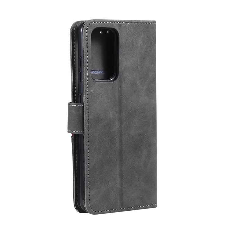 For Xiaomi Redmi K40 Three-color Stitching Calf Texture Horizontal Flip Leather Case with Holder & Card Slots & Wallet