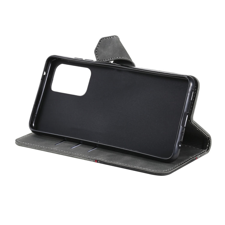 For Xiaomi Redmi K40 Three-color Stitching Calf Texture Horizontal Flip Leather Case with Holder & Card Slots & Wallet