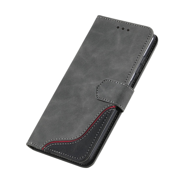 For Xiaomi Redmi K40 Three-color Stitching Calf Texture Horizontal Flip Leather Case with Holder & Card Slots & Wallet