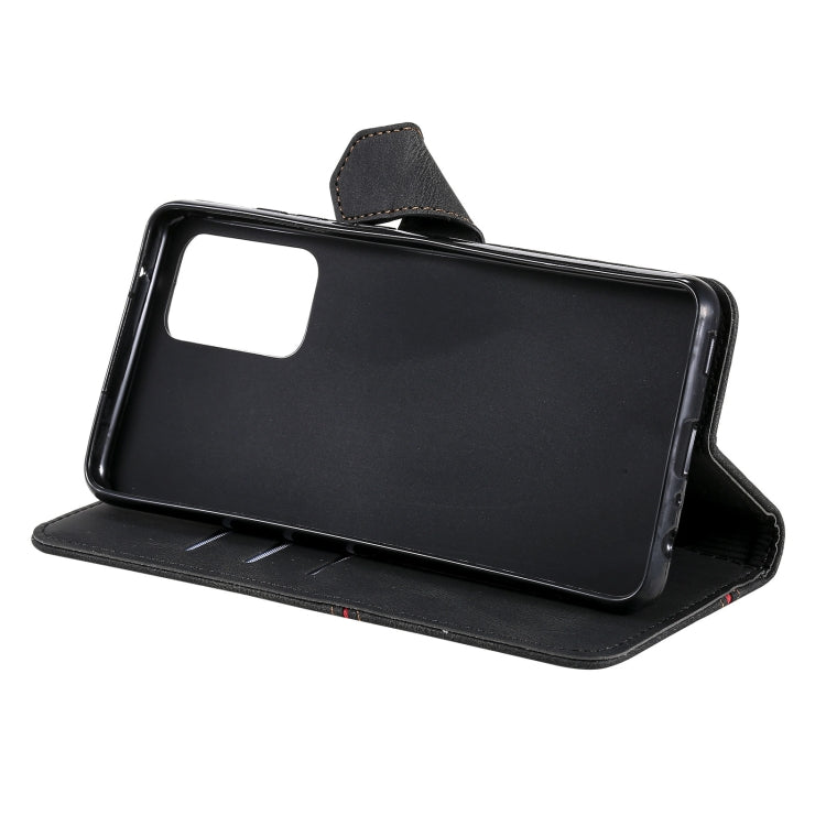 For Xiaomi Redmi K40 Three-color Stitching Calf Texture Horizontal Flip Leather Case with Holder & Card Slots & Wallet