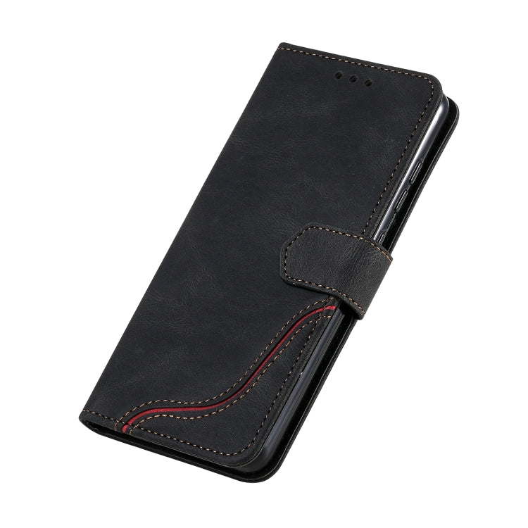 For Xiaomi Redmi K40 Three-color Stitching Calf Texture Horizontal Flip Leather Case with Holder & Card Slots & Wallet