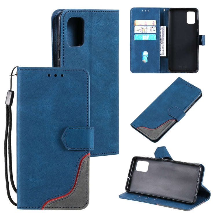 For Xiaomi Poco M3 Three-color Stitching Calf Texture Horizontal Flip Leather Case with Holder & Card Slots & Wallet