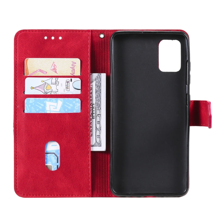 For Xiaomi Poco M3 Three-color Stitching Calf Texture Horizontal Flip Leather Case with Holder & Card Slots & Wallet