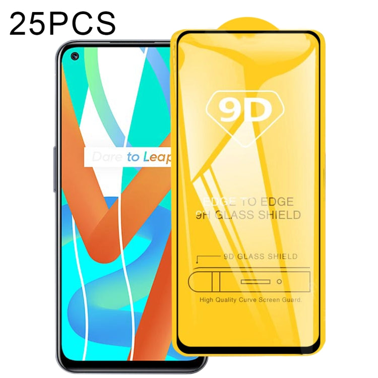 For OPPO Realme V13 5G 25 PCS 9D Full Glue Full Screen Tempered Glass Film