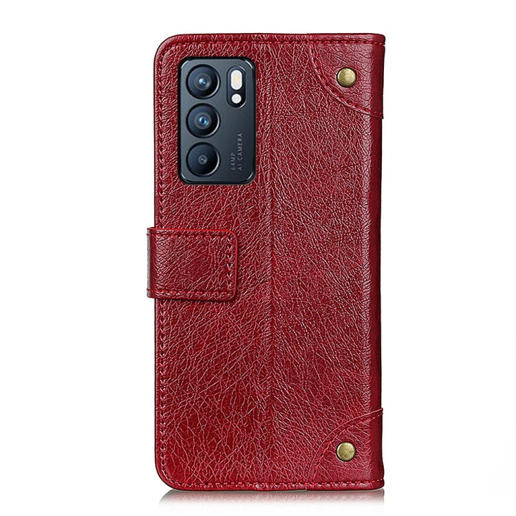 For OPPO Reno6 5G Copper Buckle Nappa Texture Horizontal Flip Leather Case with Holder & Card Slots & Wallet