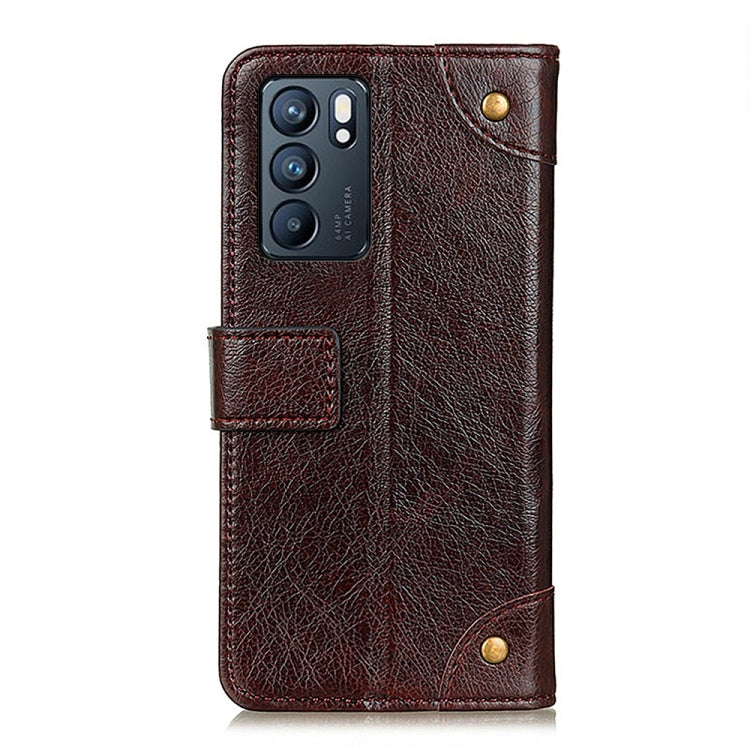 For OPPO Reno6 5G Copper Buckle Nappa Texture Horizontal Flip Leather Case with Holder & Card Slots & Wallet