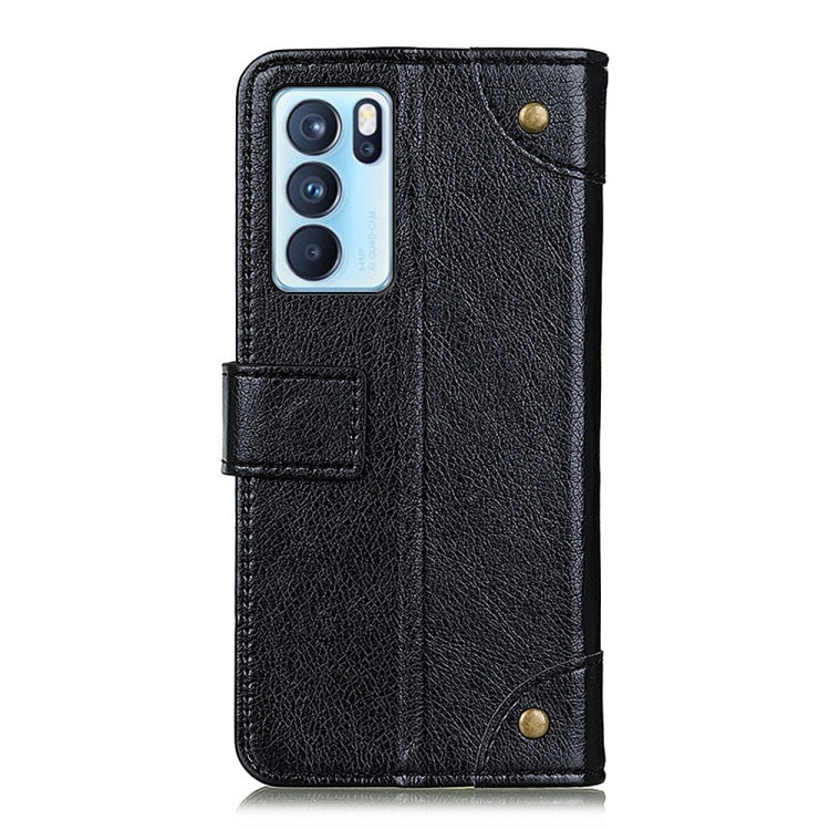 For OPPO Reno6 Pro 5G Copper Buckle Nappa Texture Horizontal Flip Leather Case with Holder & Card Slots & Wallet