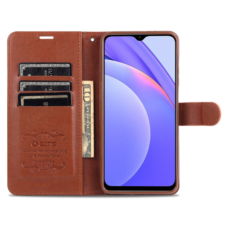 For Xiaomi Redmi Note 9 4G AZNS Sheepskin Texture Horizontal Flip Leather Case with Holder & Card Slots & Wallet