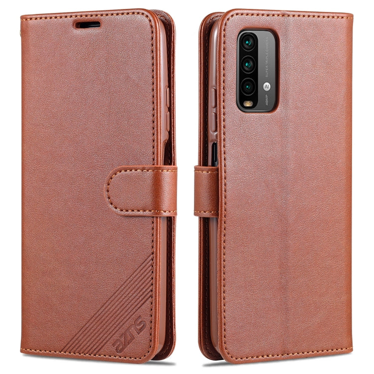 For Xiaomi Redmi Note 9 4G AZNS Sheepskin Texture Horizontal Flip Leather Case with Holder & Card Slots & Wallet