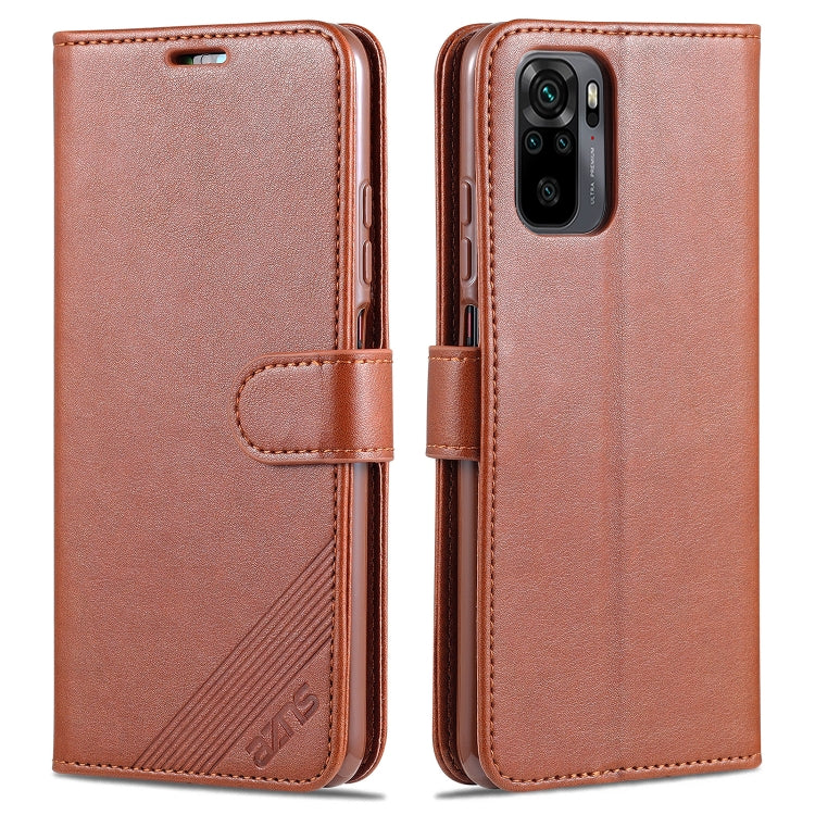 For Xiaomi Redmi Note 10 4G AZNS Sheepskin Texture Horizontal Flip Leather Case with Holder & Card Slots & Wallet