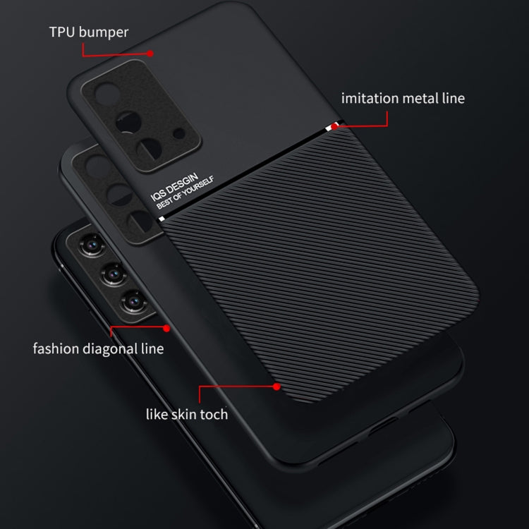 For OPPO A74 4G Classic Tilt Strip Grain Magnetic Shockproof PC + TPU Case