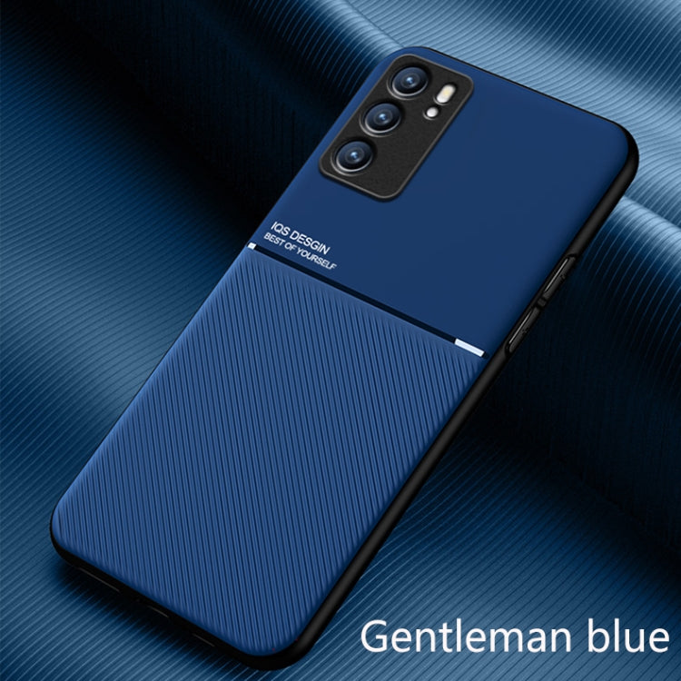 For OPPO Reno6 5G Classic Tilt Strip Grain Magnetic Shockproof PC + TPU Case