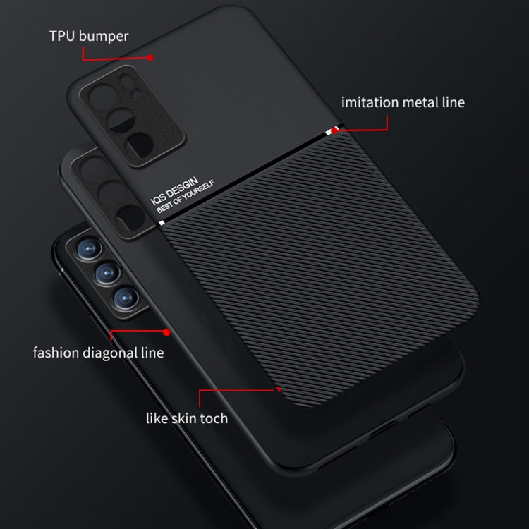 For OPPO Reno6 Pro 5G Classic Tilt Strip Grain Magnetic Shockproof PC + TPU Case