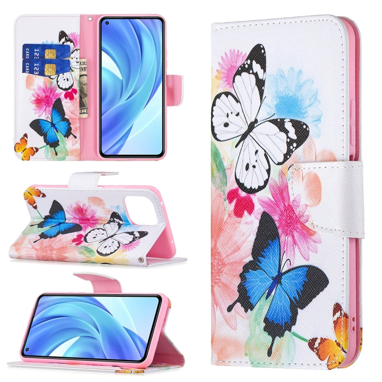For Xiaomi Mi 11 Lite Colored Drawing Pattern Horizontal Flip Leather Case with Holder & Card Slots & Wallet